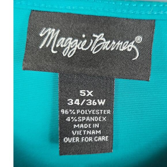 Maggie Barnes Teal Blue Beaded Neck Line Women's Short Sleeve Top 5X - Picture 4 of 4